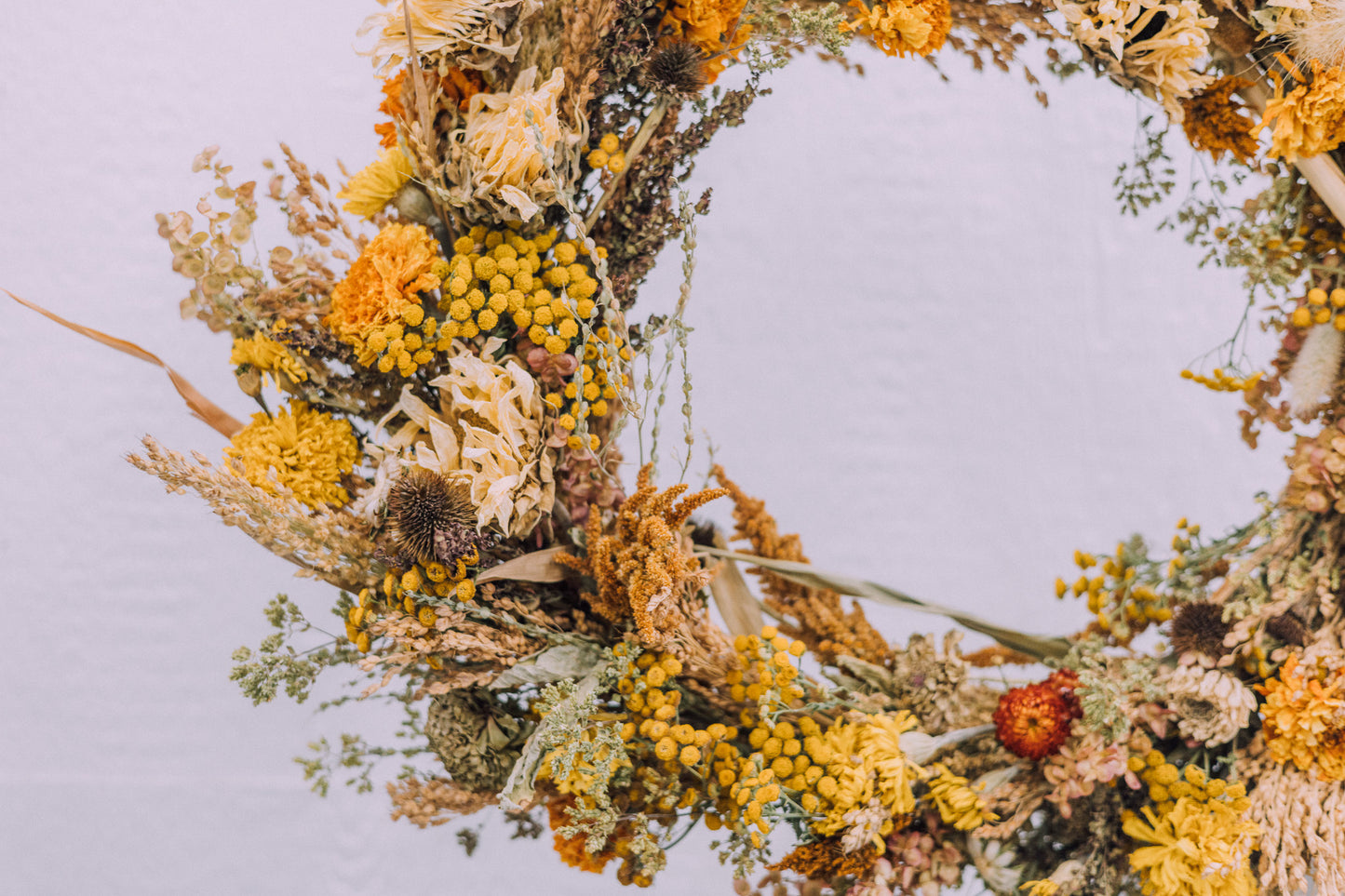 Large Fall Wreath - Orange & Yellow Dried Flowers